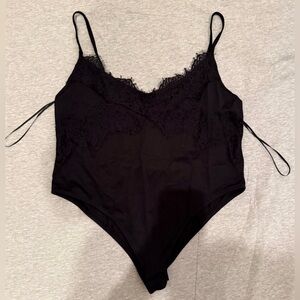 Black Lace Trim Bodysuit
